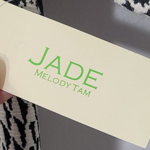 Jade Melody Tam Women's Cream & Black Zigzag Short Sleeve Mini Dress Size Medium - Picture 6 of 12